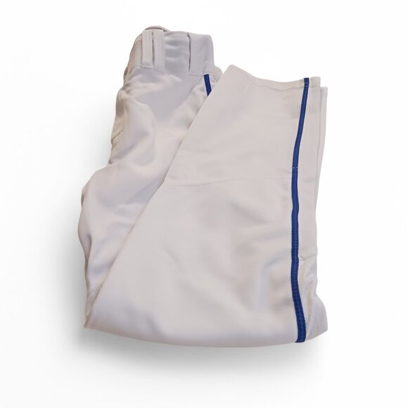 Youth Alleson Athletic Baseball Pants – White with Blue Braid Piping Size M, New - Picture 9 of 12